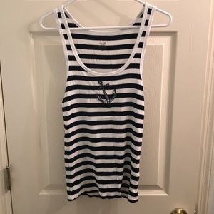 J. Crew stripe anchor tank top, size large